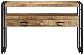 vidaXL Τραπέζια στο κομοδίνο Μαύρο 120x33x75 εκ Μασίφ ξύλο μάνγκο και μέταλλο