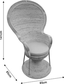 Πολυθρόνα Rea Inart με μπεζ μαξιλάρι-φυσικό rattan 85x85x141εκ