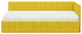 vidaXL Κρεβάτι Γωνίας με στρώμα Κίτρινο 90 x 200 cm Βελούδο