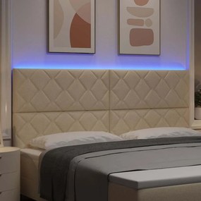 vidaXL LED κεφαλάρι Κρεμ ύφασμα