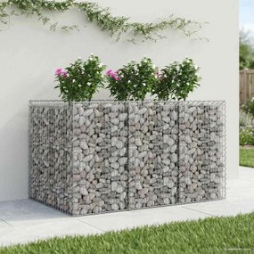 vidaXL Ανασηκωμένο κρεβάτι gabion 2 pcs Ασημί