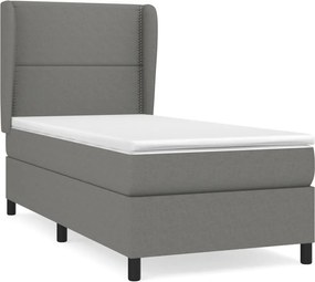 vidaXL Κρεβάτι Boxspring με Στρώμα Σκούρο Γκρι 90x190 εκ. Υφασμάτινο