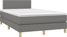 vidaXL Κρεβάτι Boxspring με Στρώμα &amp; LED Σκ.Γκρι 120x190εκ. Υφασμάτινο