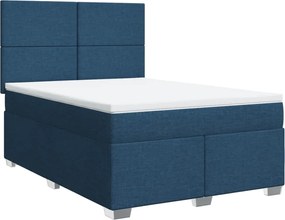 vidaXL Κρεβάτι Boxspring με Στρώμα Μπλε 140x200 εκ. Υφασμάτινο