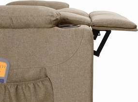 vidaXL Πολυθρόνα Μασάζ Ηλεκτρική Taupe Υφασμάτινη