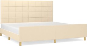 vidaXL Σκελετός Κρεβατιού Χωρίς Στρώμα Κρεμ 200x200 εκ. Υφασμάτινο