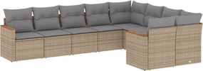 vidaXL Patio Sofa Set 9-θέσια Μικτό μπεζ