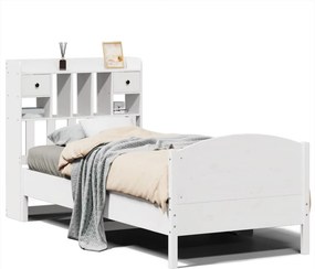 vidaXL Κρεβάτι Βιβλιοθήκη Χωρίς Στρώμα Λευκό 75x190 εκ Μασίφ Πεύκο