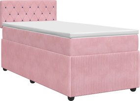 vidaXL Κρεβάτι box spring με στρώμα Ροζ 80 x 200 cm Βελούδο