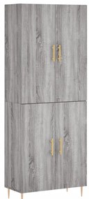 vidaXL Ντουλάπι Γκρι Sonoma 69,5 x 34 x 180 εκ. Επεξεργασμένο Ξύλο