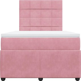 vidaXL Κρεβάτι Boxspring με Στρώμα Ροζ 120x200 εκ. Βελούδινο