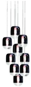 Πολυέλαιος Κρεμαστό Φωτιστικό Οροφής 9xLED 4,2W Dimmable Triac Φυσητό Γυαλί Βάση Φ27cm Gong Mini 9R Prandina-1A63003013005-Μαύρο 1A63003013005