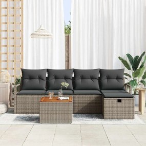 vidaXL Σετ Καναπέ Κήπου με μαξιλάρι 6 pcs Γκρι Πολυ ράταν