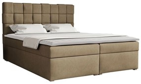 Κρεβάτι continental Pomona 117, Continental, Διπλό, Ανοιχτό καφέ, 180x200, Ταπισερί, Τάβλες για Κρεβάτι, 180x215x115cm, 187 kg, Στρώμα: Ναι