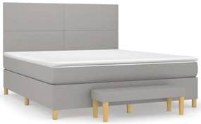 vidaXL Κρεβάτι Boxspring με Στρώμα Ανοιχτό Γκρι 180x200 εκ. Υφασμάτινο