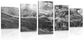 Εικόνα 5 τμημάτων μαγευτικό ορεινό τοπίο σε ασπρόμαυρο - 100x50