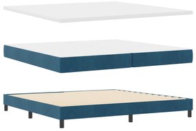 vidaXL κρεβάτι με βάση και στρώμα  Σκούρο Μπλε 200x200 εκ Βελούδο