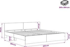 vidaXL Κρεβάτι με Κεφαλάρι Μαύρη Δρυς 200 x 200 cm Επεξεργασμένο ξύλο