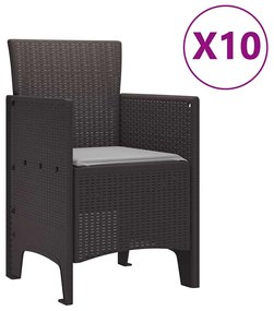 vidaXL Σέτ φαγητού για κήπο 11 pcs Καφέ και Ανοιχτό γκρι Πολυ ράταν