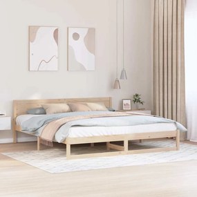 vidaXL Σκελετός Κρεβατιού Καφέ 200 x 200 cm Μασίφ ξύλο πεύκου