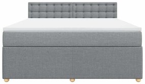 vidaXL Κρεβάτι Boxspring με Στρώμα Ανοιχτό Γκρι 180x200 εκ. Υφασμάτινο