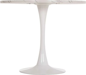 ΤΡΑΠΕΖΙ ΤΡΑΠΕΖΑΡΙΑΣ ROLLO HM9421.11 ΣΤΡΟΓΓΥΛΟ WHITE MARBLE Φ90x74Υεκ.