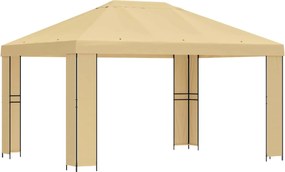 vidaXL Κιόσκι 4 x 3 μ Κρεμ Πολυεστέρας και Χάλυβας 190 gsm