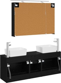vidaXL Σετ Επίπλων Μπάνιου 4 pcs Μαύρη Δρυς