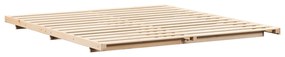vidaXL Κρεβάτι δαπέδου Καφέ 200 x 200 cm Μασίφ ξύλο πεύκου