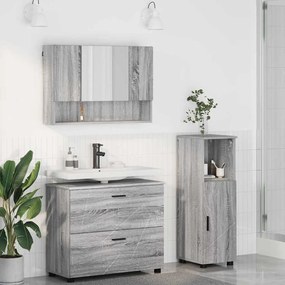 vidaXL Σετ Επίπλων Μπάνιου με ράφι 3 pcs Γκρι sonoma 76,5 x 35 x 64 εκ