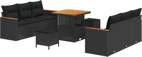 vidaXL Σετ Καναπέ Κήπου 9 pcs Μαύρο συνθετικό ρατάν