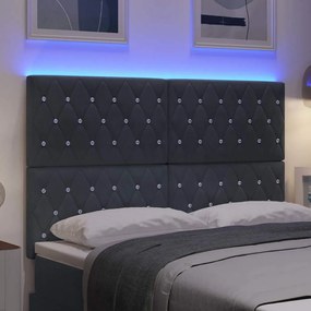 vidaXL LED κεφαλάρι με φώτα λωρίδας LED Σκούρο Γκρι 80 cm Βελούδο