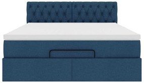 vidaXL Οθωμανικό κρεβάτι με στρώμα μπλε 140x200cm ύφασμα
