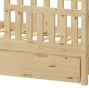Κρεβάτι παιδικό Bendina τύπου Montessori με συρτάρι ξύλο πεύκου φυσικό 70x140 εκ. 70x140x126 εκ.