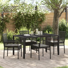 vidaXL Σέτ φαγητού για κήπο 5 pcs Μαύρο 150 x 90 x 75 cm