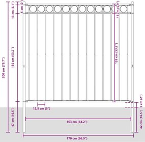 vidaXL Στοιχείο Φράχτη ASSEN 170 x 200 εκ. Ατσάλι Λευκό