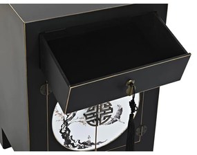 Κομοδίνο DKD Home Decor Λευκό Μαύρο Χρυσό Έλατο Ξύλο MDF 45 x 36 x 66 cm