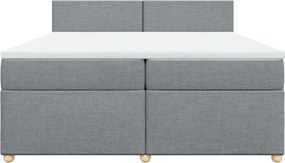 vidaXL Κρεβάτι Boxspring με Στρώμα Ανοιχτό Γκρι 200x200 εκ. Υφασμάτινο