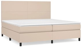 vidaXL Κρεβάτι Boxspring με Στρώμα Καπουτσίνο 200x200εκ.από Συνθ.Δέρμα