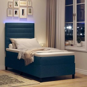 vidaXL Κρεβάτι με ελατήρια με στρώμα Μπλε 100 x 200 cm ύφασμα