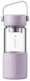 Γυάλινο μπουκάλι τσαγιού με εγχυτήρα Buydeem CD1008-PP, 325 ml, Ρυθμιζόμενο ζέσταμα, Λαβή, Μωβ