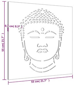 Διακοσμητικό Κήπου Σχέδιο Κεφάλι Βούδα 105x55 εκ. Ατσάλι Corten - Καφέ