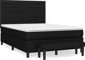 vidaXL Κρεβάτι Boxspring με Στρώμα Μαύρο 140x200 εκ. Υφασμάτινο