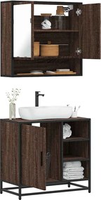 vidaXL Σετ Επίπλων Μπάνιου 2 Τεμαχίων Καφέ Δρυς από Τεχν. Ξύλο