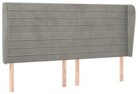 Κεφαλάρι με Πτερύγια Ανοιχτό Γκρι 183x23x118/128 εκ. Βελούδινο - Γκρι