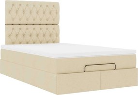 vidaXL Οθωμανικό κρεβάτι με στρώμα Cream 120x190 cm Ύφασμα