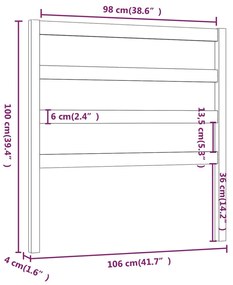 vidaXL Κεφαλάρι Κρεβατιού Καφέ Μελί 106x4x100 εκ. Μασίφ Ξύλο Πεύκου