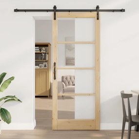 vidaXL Συρόμενη Πόρτα ORKDAL Καφέ 86 x 211 cm Μασίφ ξύλο πεύκου