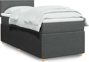 vidaXL Κρεβάτι Boxspring με Στρώμα Σκούρο Γκρι 90x190 εκ. Υφασμάτινο