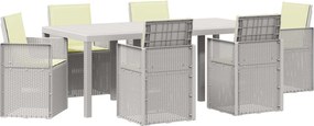 vidaXL Σέτ φαγητού για κήπο με μαξιλάρι 7 pcs Λευκό και Κρεμ PP